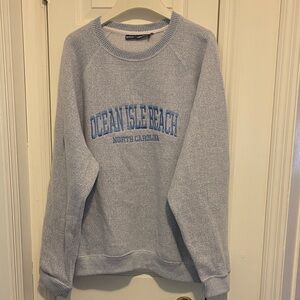 Ocean Isle Beach Embroidered Sweather- Light Blue